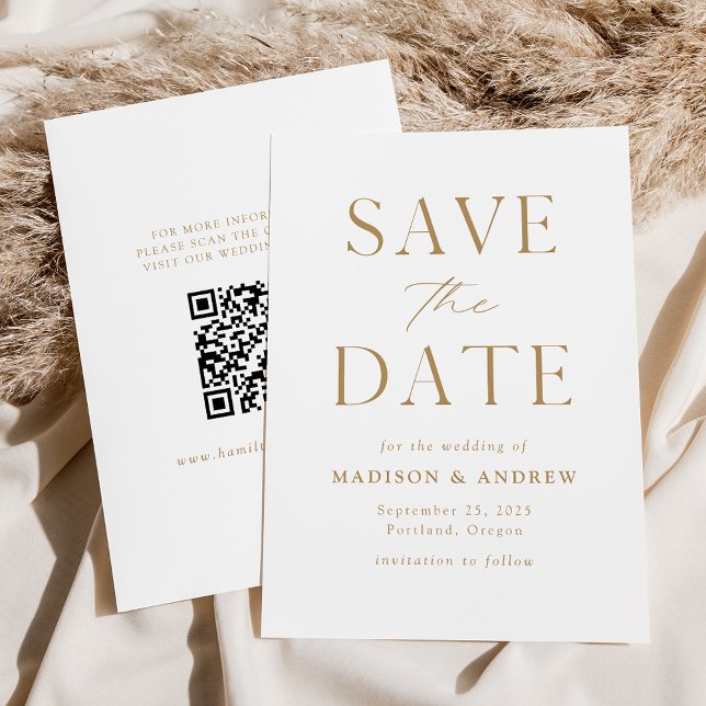Modern Elegant Gold QR Code Save The Date (Creator Uploaded)