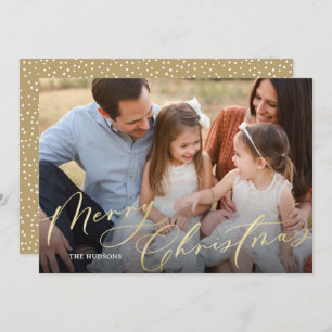 Modern Elegant Gold Script Merry Christmas Holiday Card