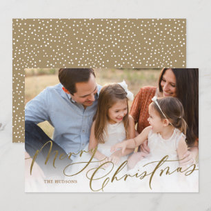 Modern Elegant Gold Script Merry Christmas Holiday Card