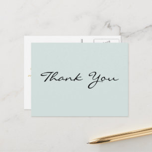 Modern Elegant Gold Script Turquoise Thank You Postcard