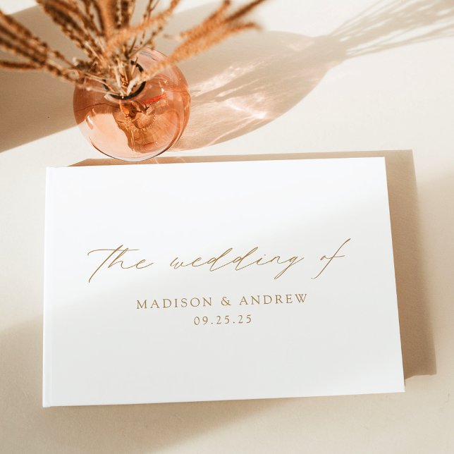 Modern Elegant Gold Script Wedding Guest Book (Creator Uploaded)