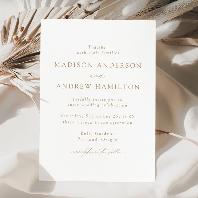 Modern Elegant Gold Script Wedding Invitation (Creator Uploaded)