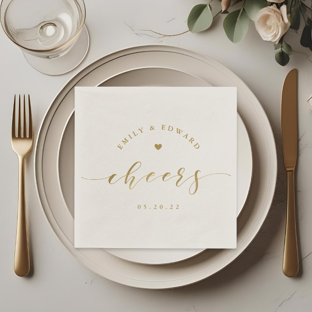 Modern Elegant Gold Script Wedding Napkin (Creator Uploaded)