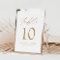 Modern Elegant Gold Script Wedding Table Number