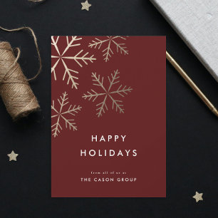 Modern Elegant Gold Snowflakes Business Holiday Card