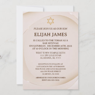 Modern Elegant Gold Star of David Bar Mitzvah Invitation