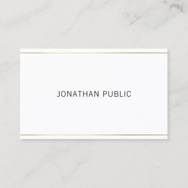Modern Elegant Gold Striped Simple Professional Business Card (Front)