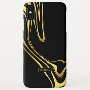 Modern elegant gold swirls on black iPhone XS max case