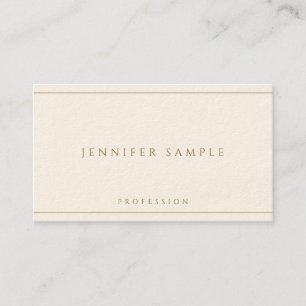 Modern Elegant Gold Text Luxury Signature Cream Business Card