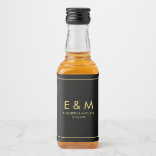 Modern Elegant Gold Text Monogram Save the Date Liquor Bottle Label