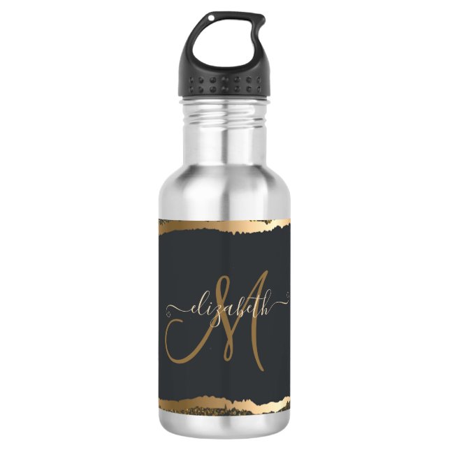 Modern Elegant Gold Touch Monogram 710 Ml Water Bottle (Front)
