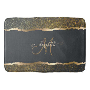 Modern Elegant Gold Touch Monogram Bath Mat