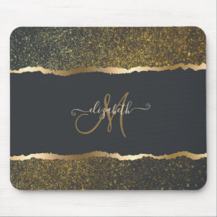 Modern Elegant Gold Touch Monogram Mouse Pad