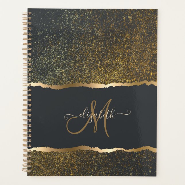 Modern Elegant Gold Touch Monogram Planner (Front)