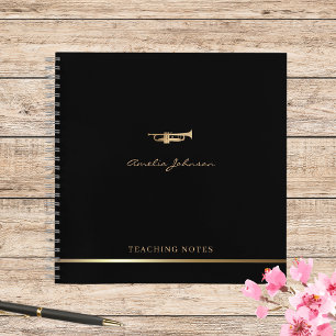 Modern Elegant Gold Trumpet Musician Teacher Notebook