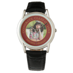 Modern Elegant Gold Typography Graduate Photo Gift Watch