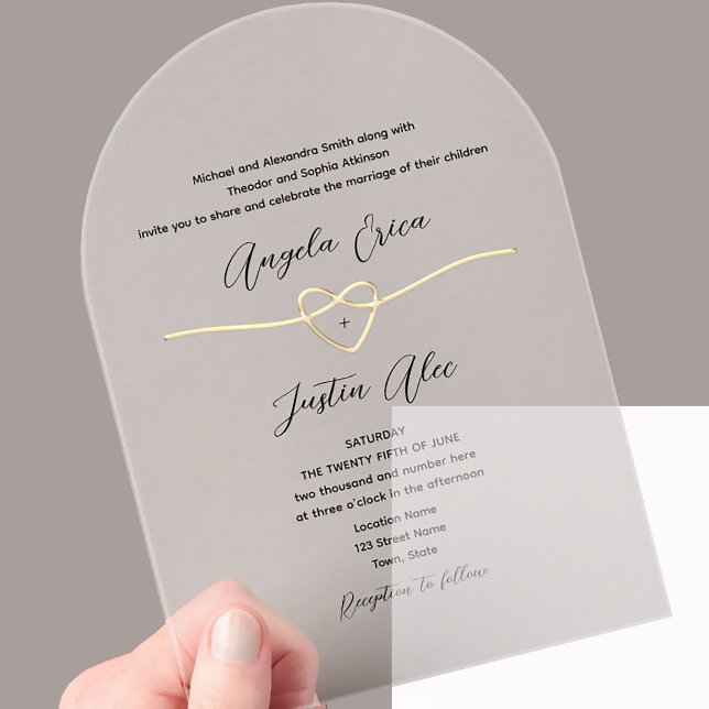 Modern Elegant Gold Wedding Acrylic Invitations (Creator Uploaded)