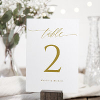 Modern Elegant Gold Wedding Double Table Numbers