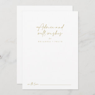 Modern Elegant Gold Wedding Well Wishes  Advice Card