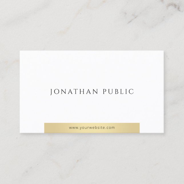 Modern Elegant Gold White Simple Professional Business Card (Front)