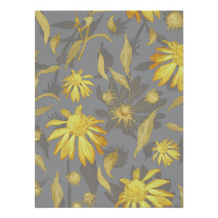 Modern Elegant Gold Yellow Gray Cone Flowers Poster