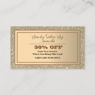 Modern Elegant Golden Foli Glitter Glamorous Salon Discount Card