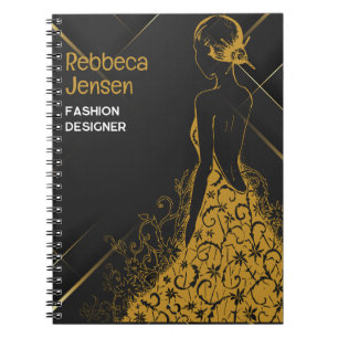 Modern Elegant golden Gown Summer Fashion  Notebook