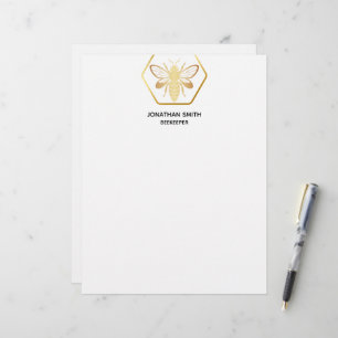 Modern & Elegant Golden Honey Beekeeper Custom Letterhead