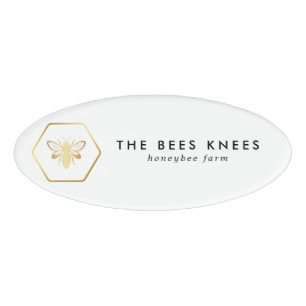 Modern & Elegant Golden Honey Beekeeper Name Tag