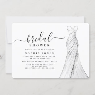 Modern Elegant Gown Bridal Shower  Invitation