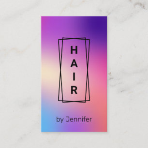Modern elegant gradient colorful holographic hair business card