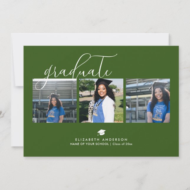 Modern Elegant Graduate Photo Collage Graduation Invitation (Front)