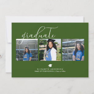 Modern Elegant Graduate Photo Collage Graduation Invitation