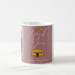 Modern Elegant Graduation gold Cap Thanks Script Coffee Mug