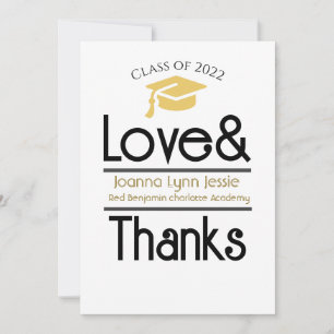 Modern Elegant Graduation gold Cap Thanks Script Thank You Card