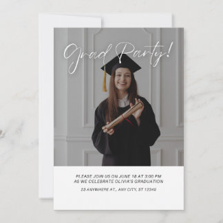 Modern Elegant Graduation Party Photo Invitation