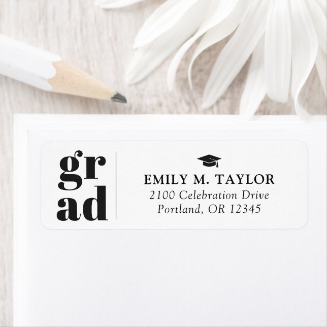 Modern Elegant Graduation Return Address Return Address Label (Insitu)