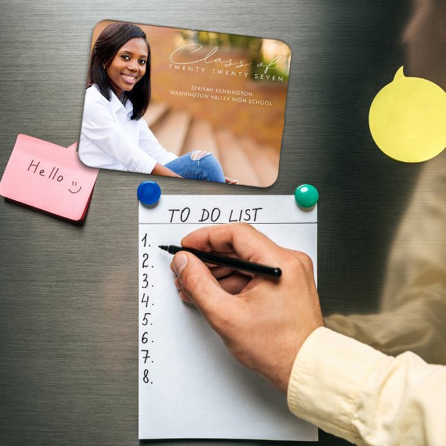 Modern Elegant Graduation Script Photo Magnet (Creator Uploaded)