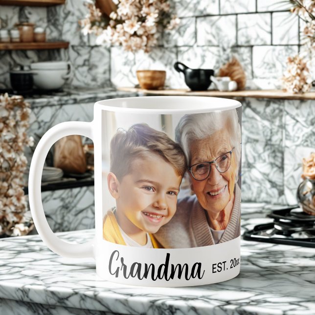 Modern elegant grandma personalised photo collage  coffee mug (Creator Uploaded)
