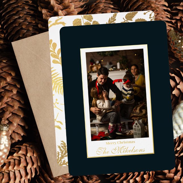 Modern Elegant Green and Gold Christmas Foil Holiday Card (Creator Uploaded)