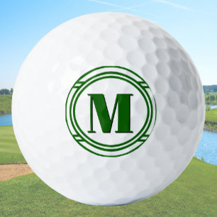 Modern Elegant Green and White Custom Monogram Golf Balls
