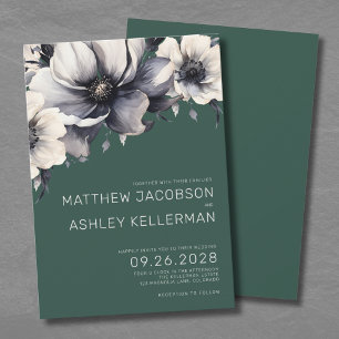 Modern Elegant Green Floral Wedding Invitation