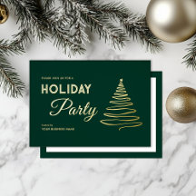 Modern Elegant Green Gold Business Holiday Party