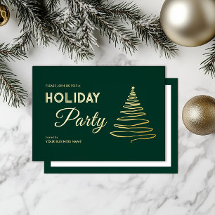 Modern Elegant Green Gold Business Holiday Party