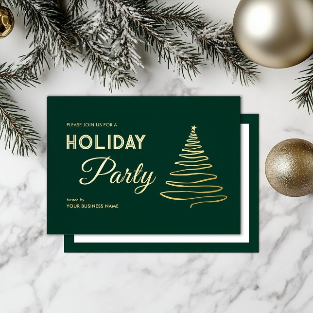 Modern Elegant Green Gold Business Holiday Party (Creator Uploaded)