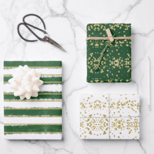 Modern Elegant Green Gold Christmas Holiday Wrapping Paper Sheet