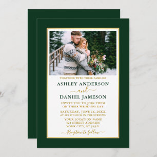 Modern Elegant Green Gold Wedding Invitation