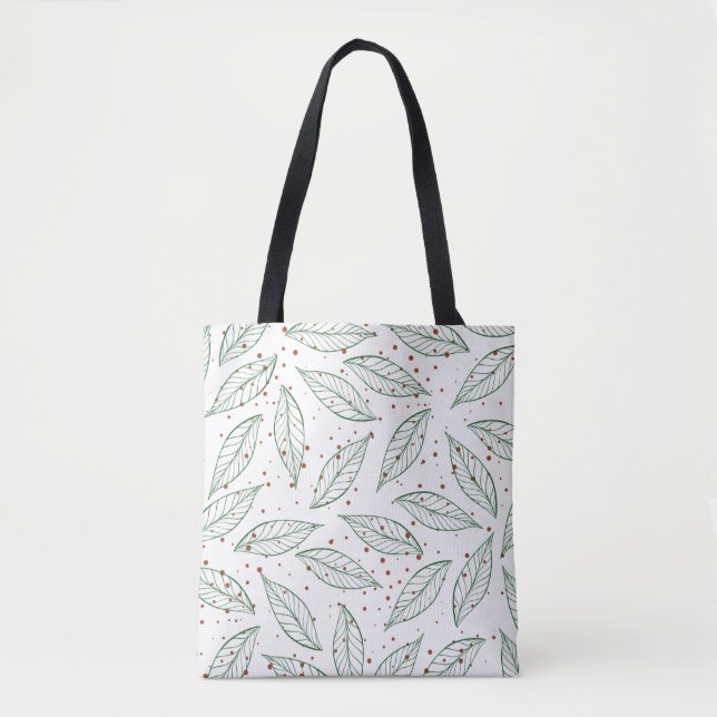 Modern Elegant Green Leaf Tote Bag (Front)