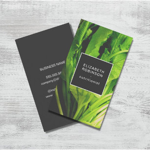 Modern Elegant Green Leaves Nutritionist Business Card
