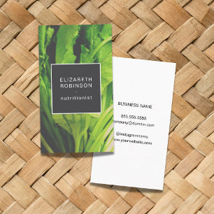 Modern Elegant Green Leaves Nutritionist  Business Card